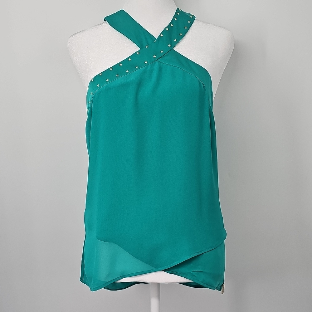 Marciano Guess Teal Halter Top w Studded Neckline Y2K Party Festival